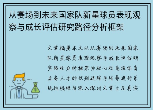 从赛场到未来国家队新星球员表现观察与成长评估研究路径分析框架